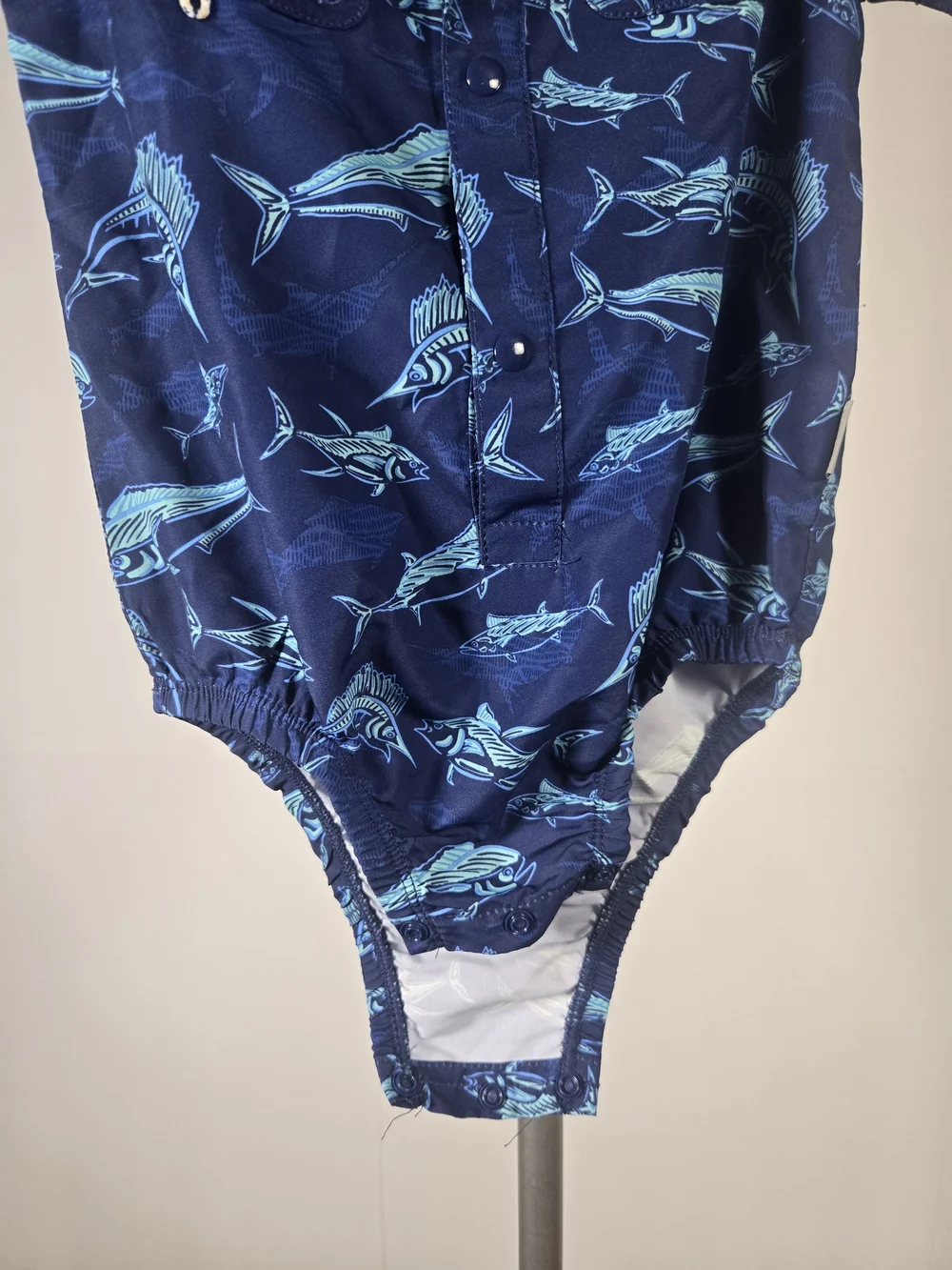 Magellan Outdoors Kids' Navy Blue Fish Print Swim Romper